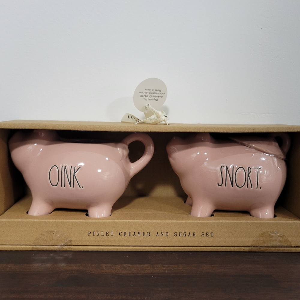 Rae Dunn Pink Piglet Creamer and Sugar Set